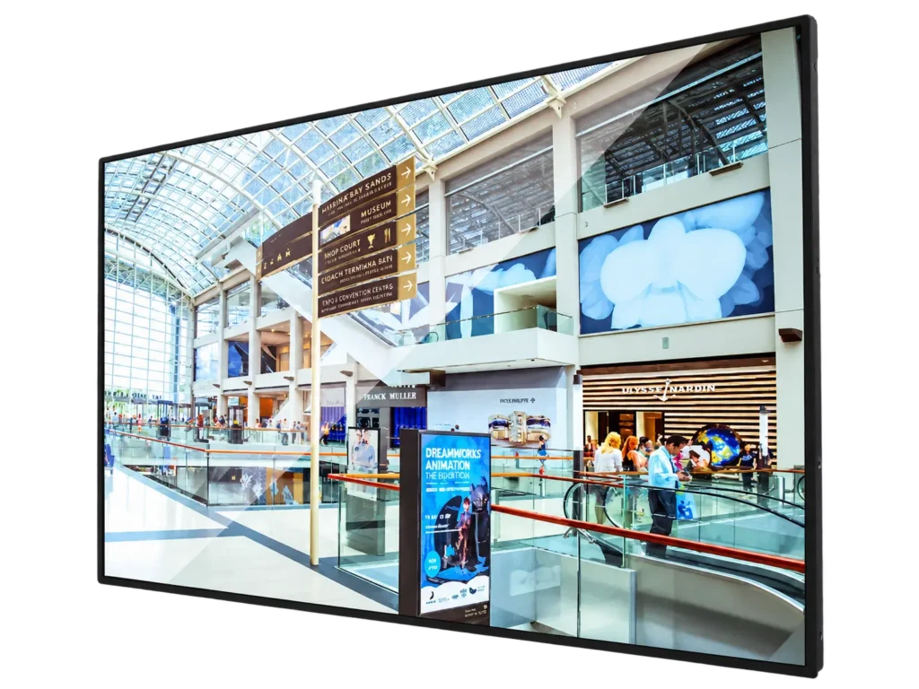 Angled Monitor Showing Mall Atrium